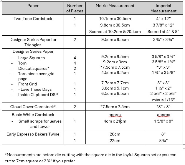 Measurement Table